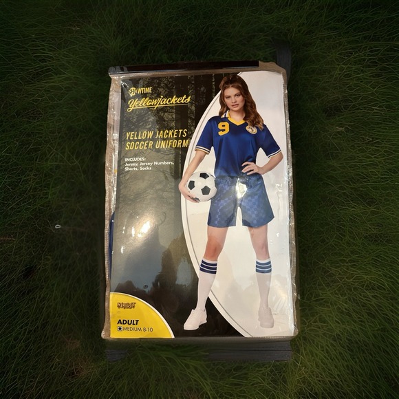 Yellow Jackets Soccer Uniform Adult Medium Spirit Halloween Costume New - Picture 1 of 6